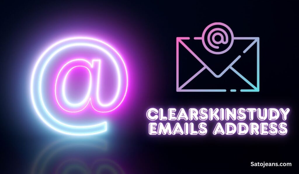 The official contact header for the ClearSkinStudy mailing list, featuring the text "CLEARSKINSTUDY EMAILS ADDRESS" and the Sylveer.com logo.